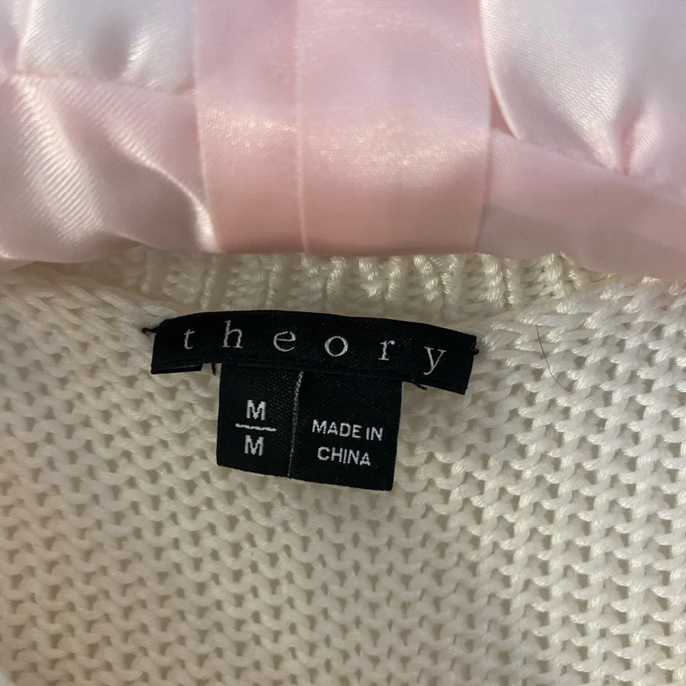 Theory Red Stripe Long Sleeve Cotton Sweater Size Medium - Picture 5 of 7